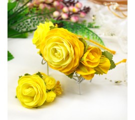 Ободок 018 "Желтые розы"- комплект