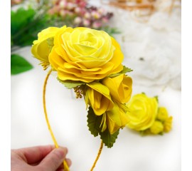 Ободок 022 "Желтые розы"- комплект